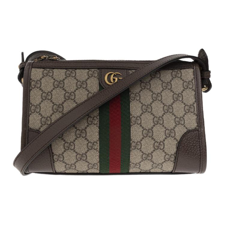 Gucci Ophidia Double G Logo Adjustable Shoulder Strap Zipper Closure Canvas And Leather Messenger Bag Men Messenger Bag Beige Brown 752581-96IWT-8745