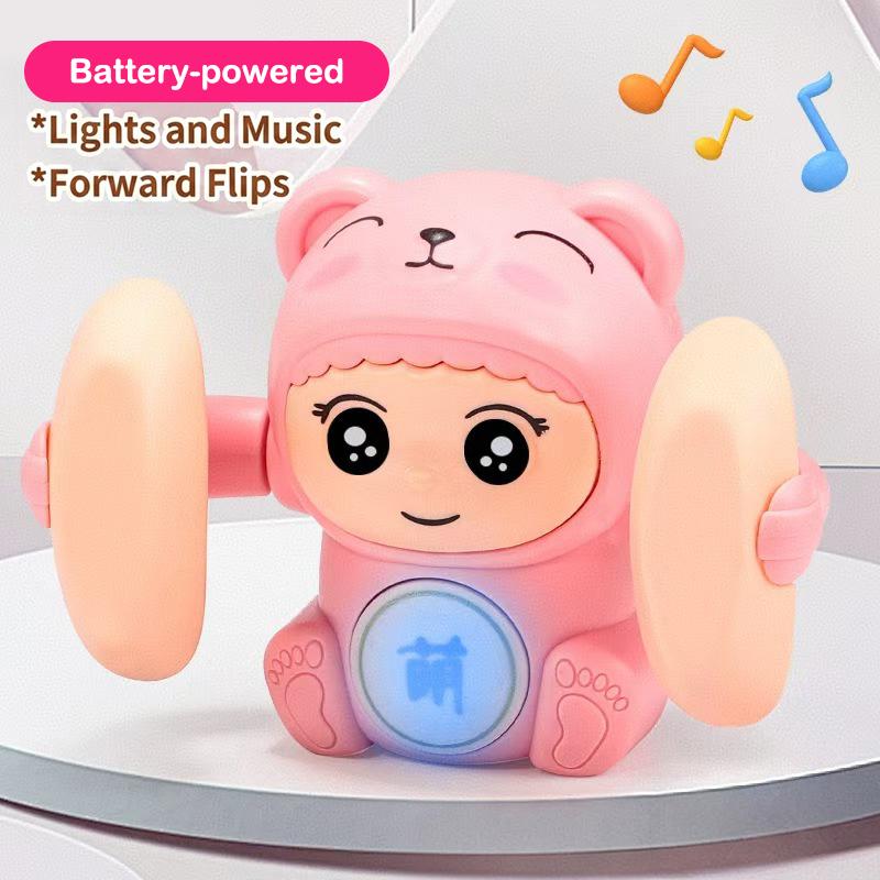 360° Tumbling Monkey Toy Adorable Musical LED Light Interactive Toy for Kids Boys Girls Party Supplies