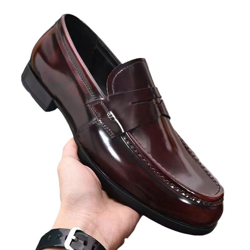 Offene Schuhe, atmungsaktives Ein-Pedal-Fahren, Frühlings-Beanieschuhe, Herren Echtleder, Business British Casual Loafers, kleine Lederschuhe