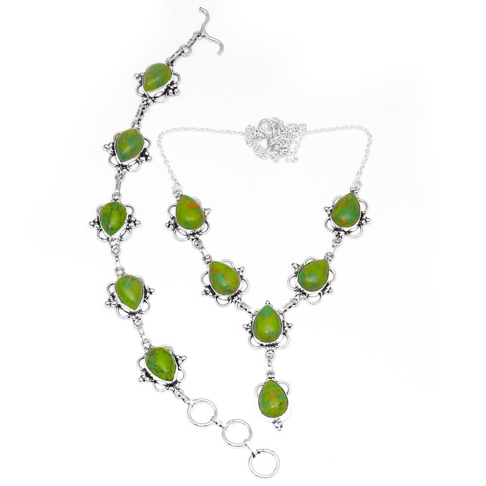 

Комплект из ожерелья и браслета из зеленой медно-бирюзовой бижутерии 18-20