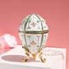 Russian Enamel Easter Egg Jewelry Box Handmade Metal Craft Gift for Women
