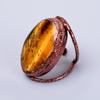 Tiger Eye Stone Eternity Electroformed Sacral Chakra Sisters Gift Ring Copper V-68