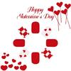 24 Pcs Valentines Day Stick on Nail Heart Full Cover False Nail Glossy Press On Nail with Plaids Manicures Supplies