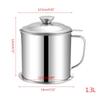 1.3L Oil Can Kitchen Oil Filter Cup Household Filter Mesh Oil for Tank Pot Leak Oil Leaking Storage Stainless Steel Mate