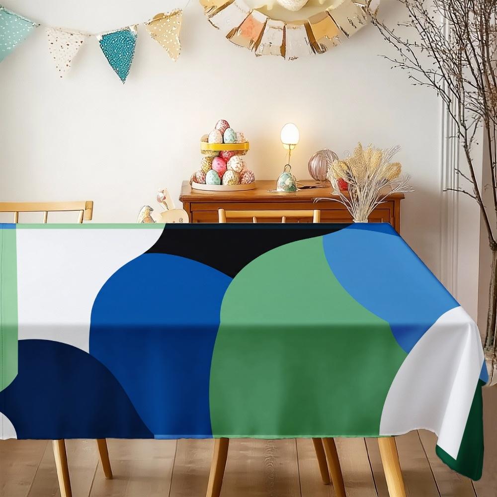 Abstract Geometric Rectangle Table Cloth for Table Decor Kitchen Dining Waterproof Reusable Tablecloth for Table Party Picnic