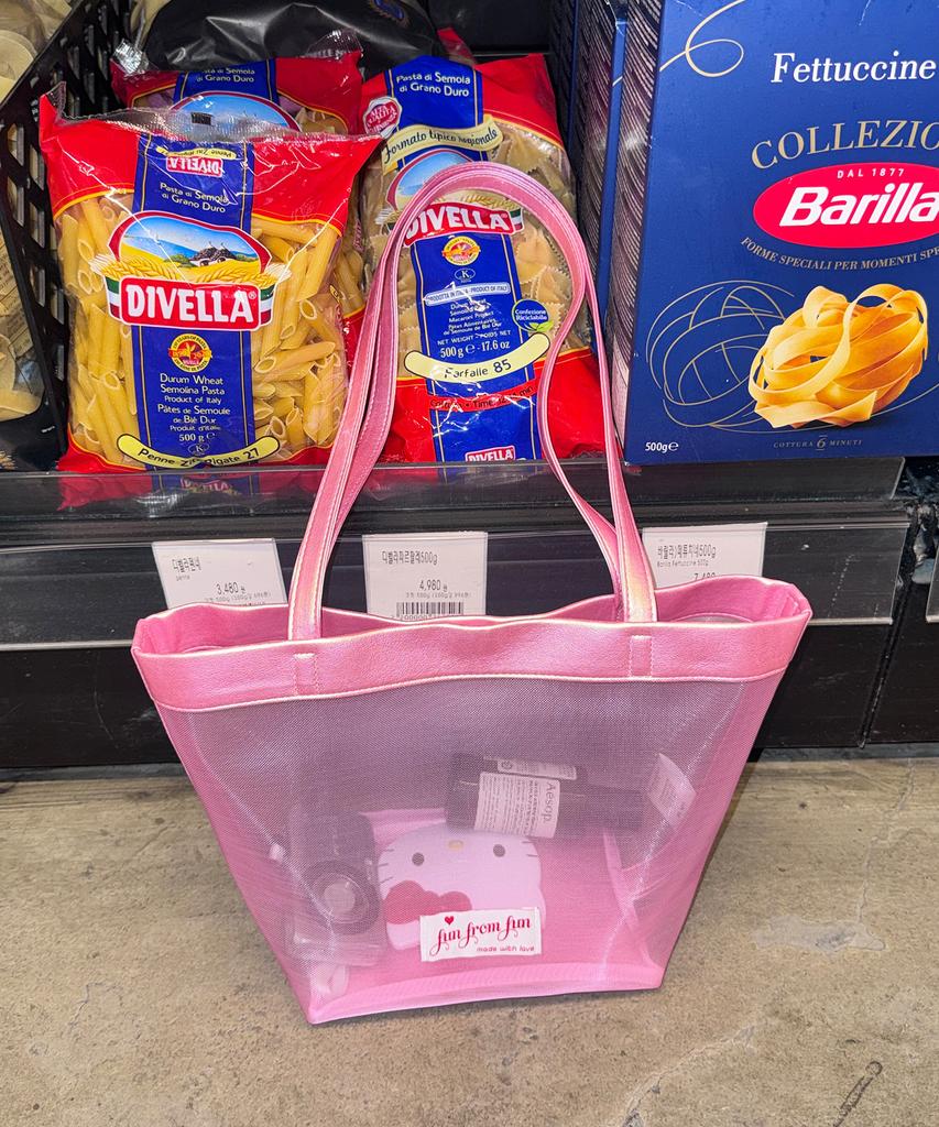 Funfromfun Mesh Basket Bag, Pink