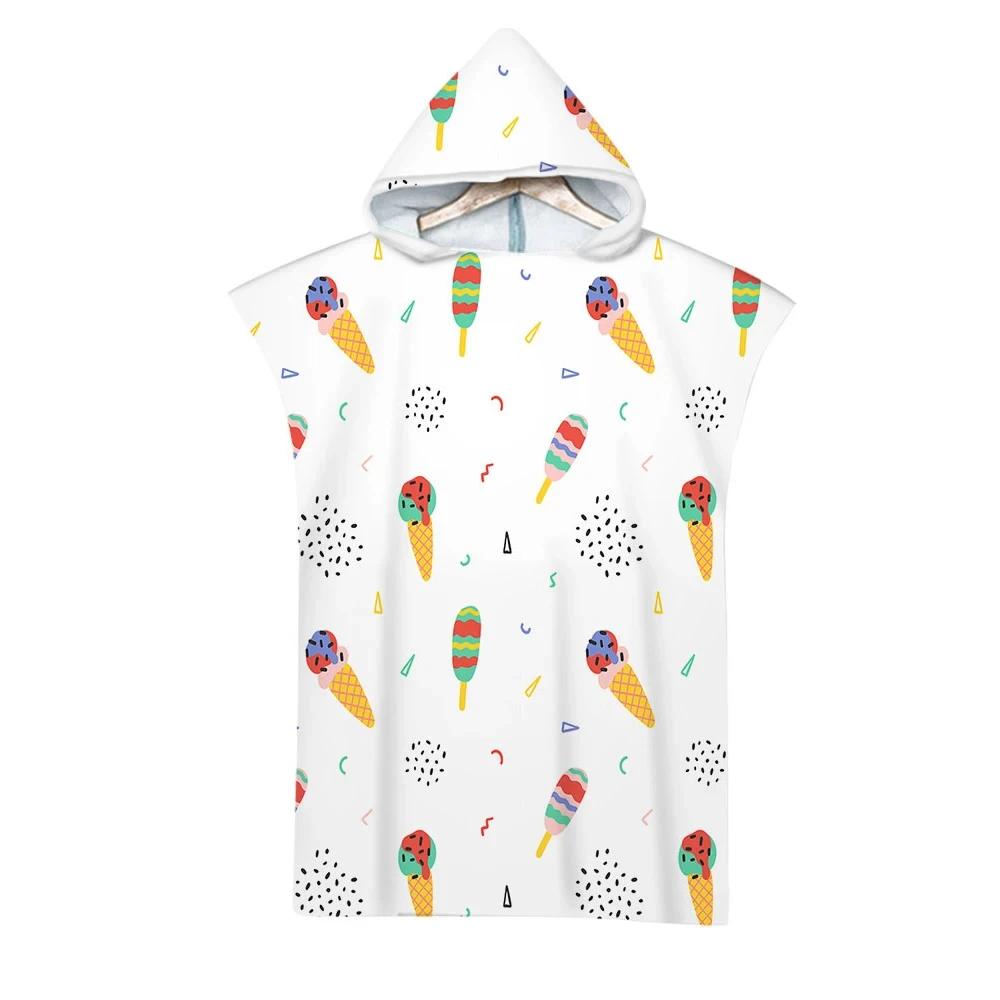 Tropical Fruits Print Hooded Beach Towel Microfiber Bath Towel Summer Poncho Surf Towel for Men Women, Changing Robe, Bathrobe