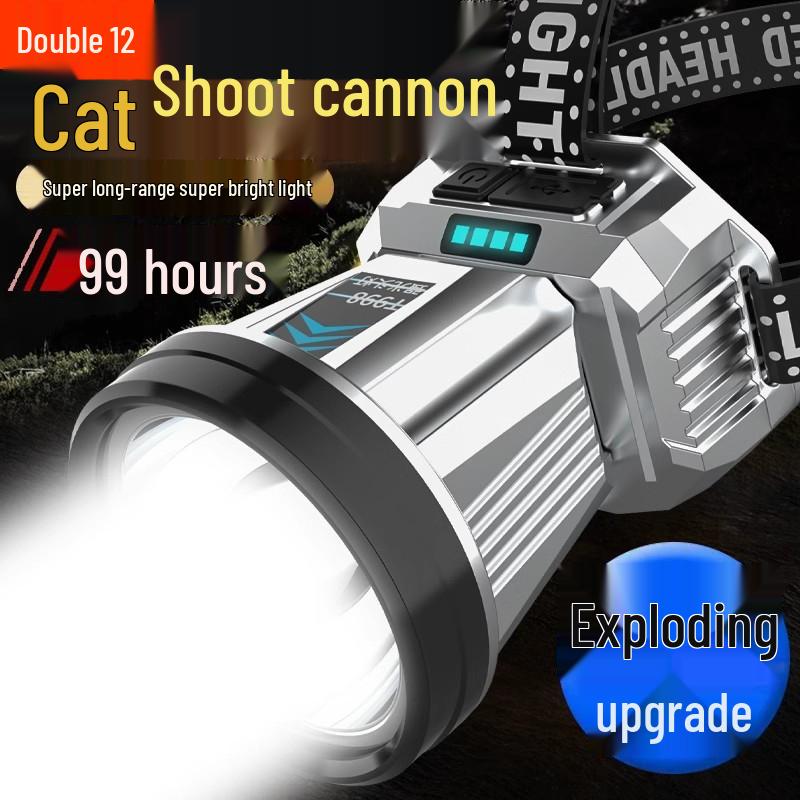 Rechargeable Ultra-Bright Waterproof LED Headlamp with Long-Range Sensor and Extended Battery Life for Night Fishing and Mining