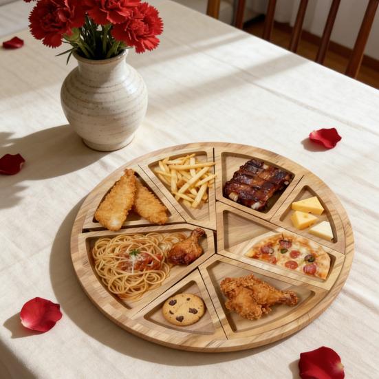 8 Çıkarılabilir Bölmeli Ahşap Servis Tepsisi Çok Bölmeli Tabak Meyveler Atıştırmalıklar Kuruyemişler Şarküteri Tahtası Çok Yönlü Peynir Parti Tepsisi