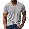 Men's V-Neck Corduroy T-Shirt Summer Ribbed Knit Tee Shirt Short Sleeve Casual Business Top for Work Vacation Street