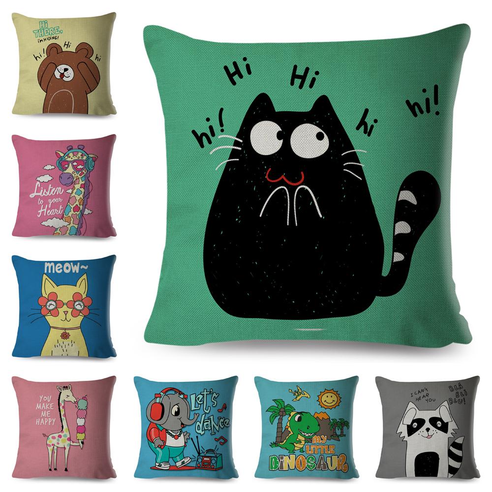 Colorful Cute Cartoon Pet Dog Cat Cushion Cover for Children Room Sofa Decor Animal Dinosaur Giraffe Pillow Case Pillowcase