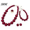 Faux Pearl Jewelry 3Pcs/Set Imitation Pearls Set, Adjustable Length Choker Necklace with Ear Studs Gift And Bracelet, Set for Weddings Banquets
