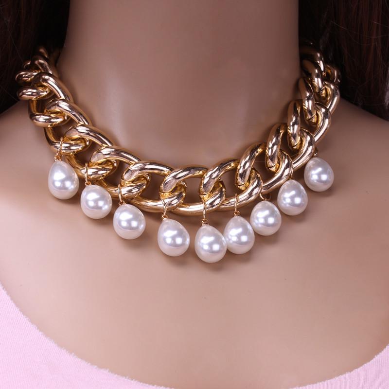 European and American jewelry, personalized water drop-shaped fringed necklace, exaggerated punk thick chain collarbone necklace