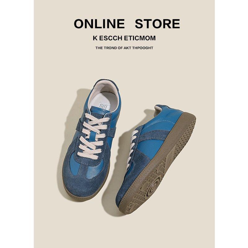 All-leather German training shoes women's 2025 new versatile flat-soled lace-up casual sports little white shoes Forrest Gump board shoes