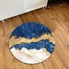 Luxurious Golden and Blue Marble Round Area Rug Non-Slip Soft Decorative Floor Mat for Living Room Bedroom Office Dining Room