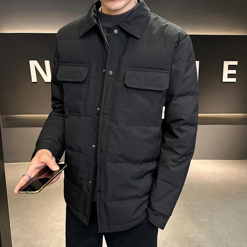 Warm Down Jacket Men's Lapel Dad Top Cold-resistant% White Duck Down Casual Jacket