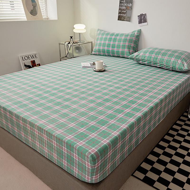 Cotton Fitted Sheet Soild Color with Elastic Band Non Slip Adjustable Mattress Cover Soft Comfortable for Double King Queen Size