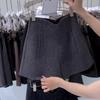 2025 New High-Waisted Shiny Bootcut Woolen Shorts for Women - Autumn/Winter Fashion