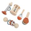 5pcs Wooden Musical Instrument Toy Cage Bell Baby Rattle Toy Early Educational Percussion Instrument