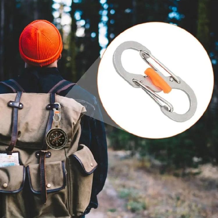 Small Stainless Steel 8 Shape Safety Clip Weatherproofed Carabiner Hook for Hiking Climbing and Daily Carry