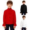 Kids Renaissance Costume Medieval Victorian Vintage Retro Design Pirate Shirt Flounce Long Sleeve Ruffle Trim Shirt