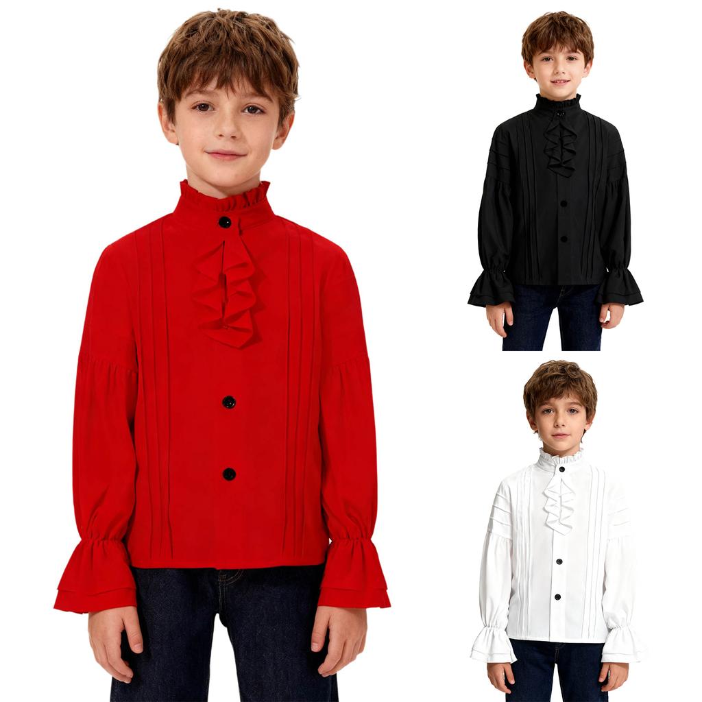 Dětský renesanční kostým Středověký viktoriánský vintage retro design Pirátská košile Volán Dlouhý rukáv Volánková košile