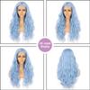Blue Wavy 13×4 Lace Front Wig Long Hair Ice Blue Wigs for Women Heat Resistant Hair Daily Use Cosplay Party Halloween Wig 24inch