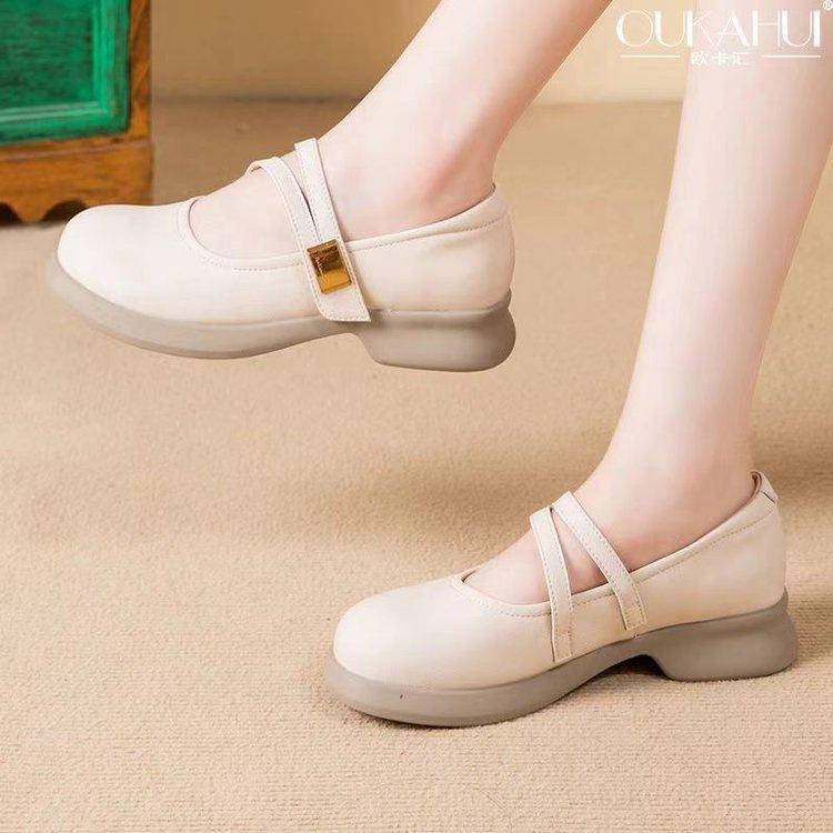 Autumn Mary Jane small leather shoes breathable retro soft sole not tired feet shallow mouth low heel single shoes
