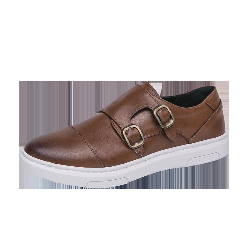 

Casual business board shoes leather large size men s shoes leather shoes trend flat versatile single shoe cover leather shoes 46 коричневый