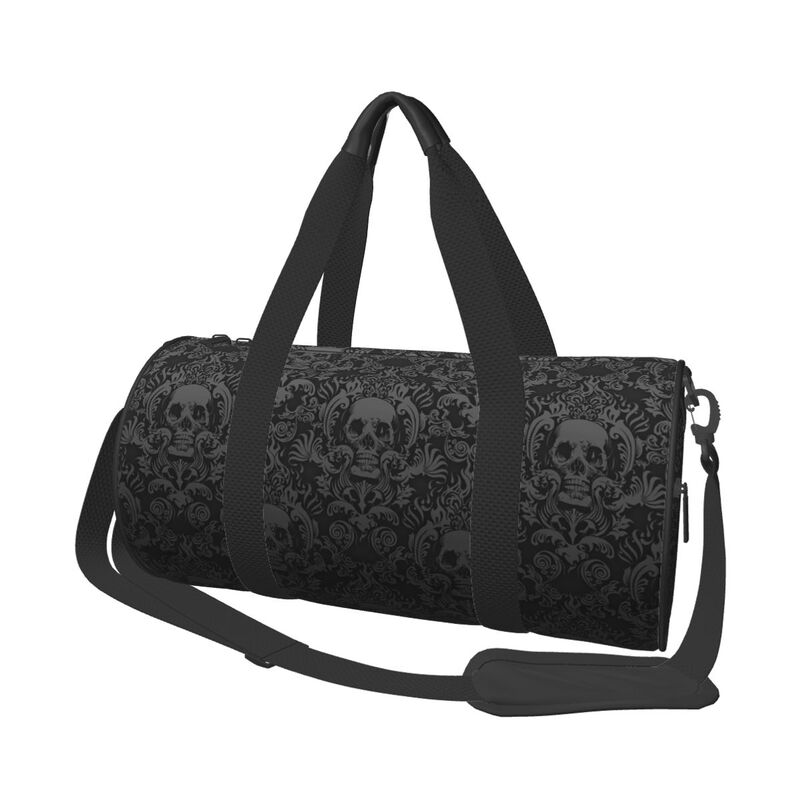 

Gothic Skull Flower Black Travel Duffel Bag Unisex Large Capacity Overnight Bags Waterproof Luggage Tote Bag for Yoga Gym Sports