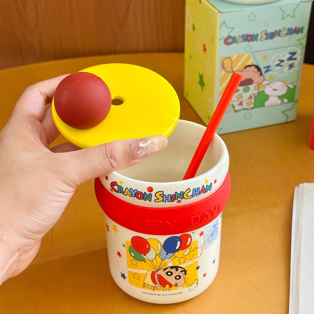 Ceramiczny Kubek ze Słomką z Pokrywką Uroczy Dziecięcy Kubek na Wodę Domowy Kubek na Mleko Śniadaniowy Pamiątka