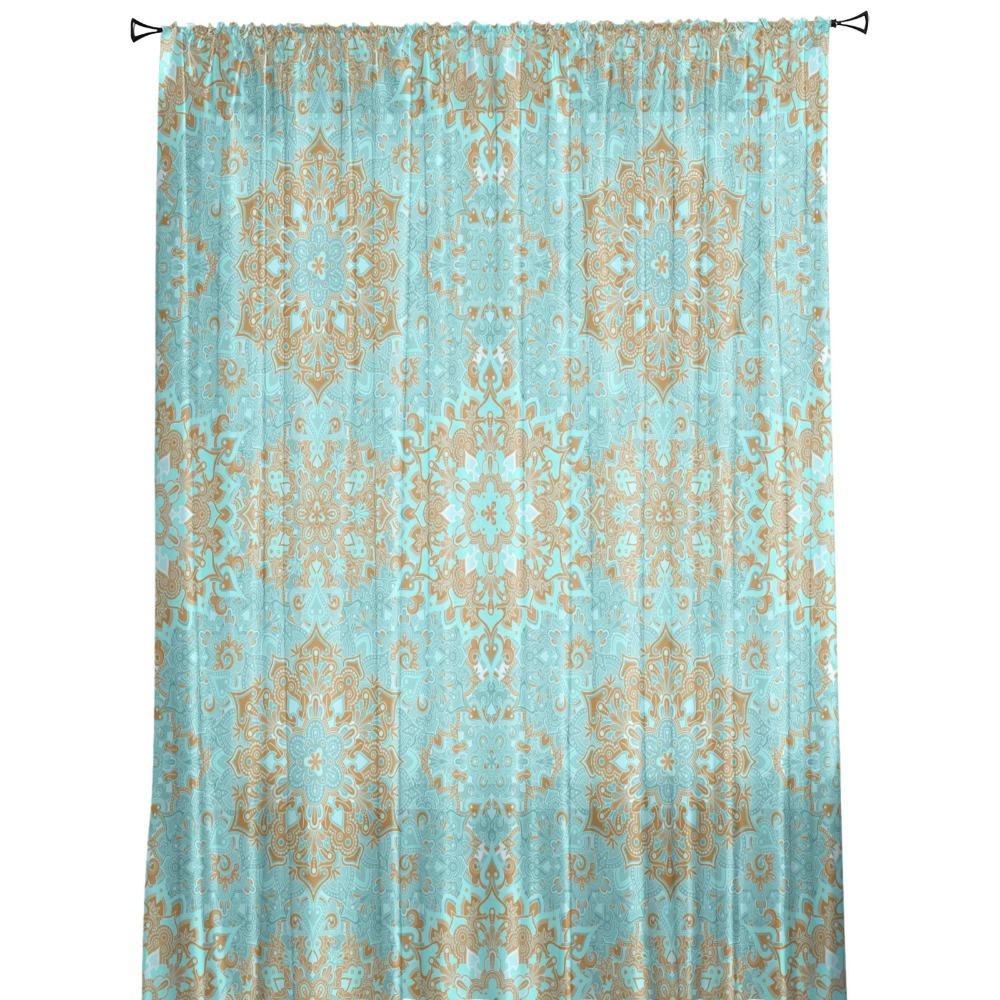 Arabische Patroon Bloemen Transparante Gordijnen voor Woonkamer Decoratie Raamgordijn voor Slaapkamer Keukengordijn Panel