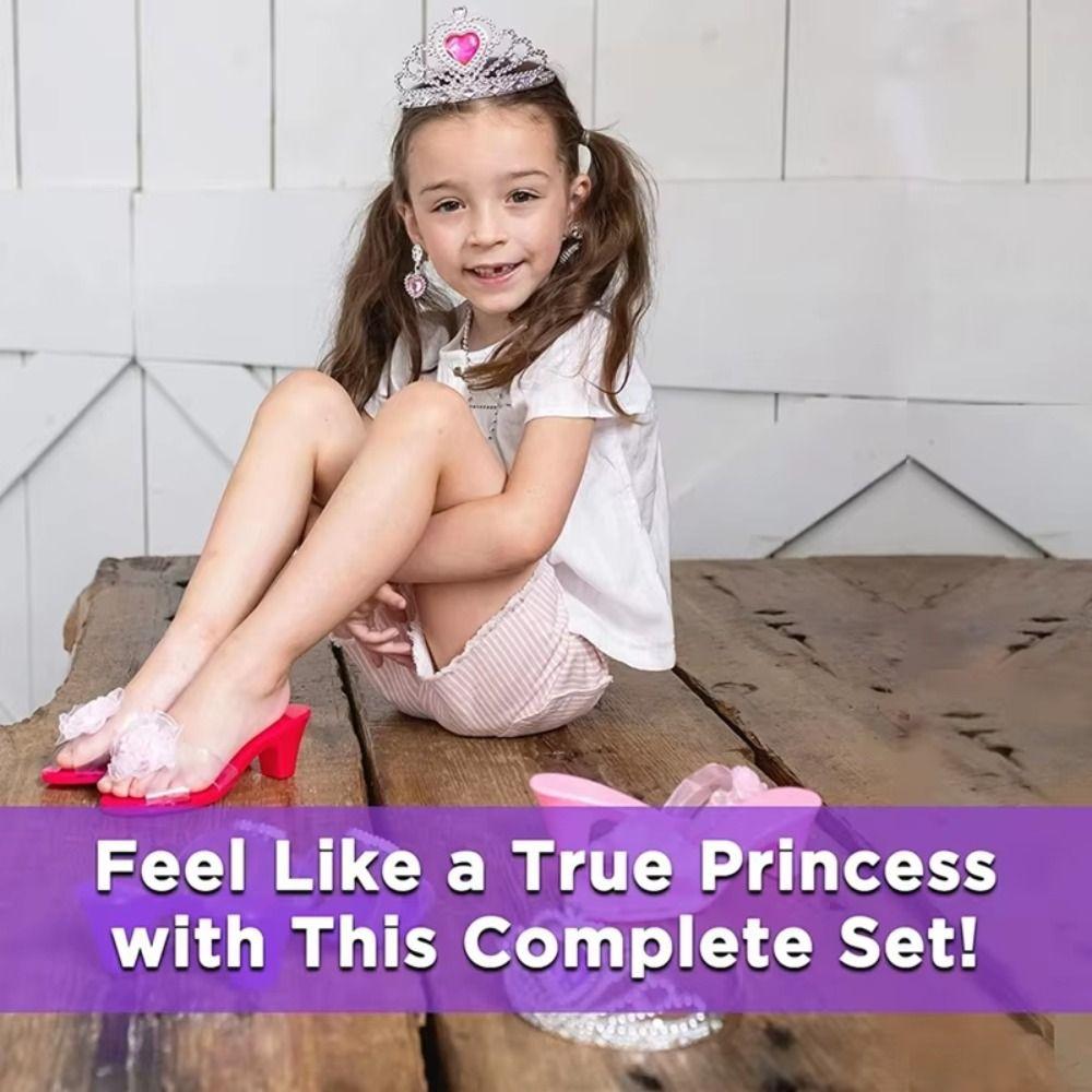 Necklace Crown Princess Dress Up Toys Pretend Play Crystal Shoes Toy Girls Jewelry Toys Kids Toy