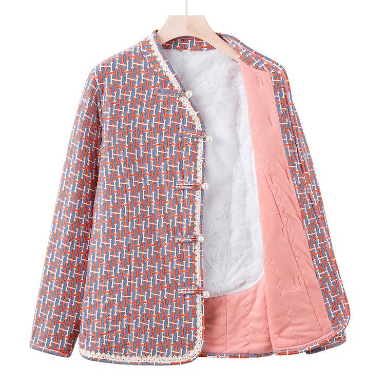 

Матери носят маленькие хлопковые куртки с длинными рукавами, защитой спины плюс бархатные теплые куртки из верблюжьего бархата с утолщенной хлопковой подкладкой 5XL