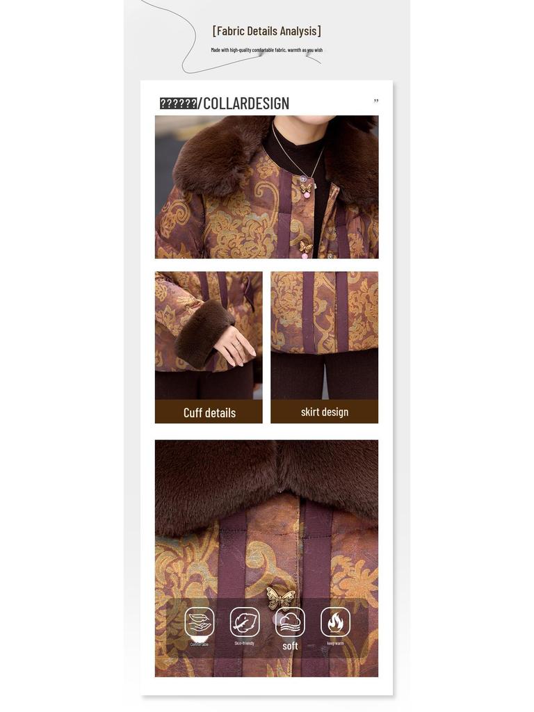 New Printed Cotton Jacket for Middle-Aged and Elderly Women - Short Style, Casual Wear, Padded Comfort, Ideal for 50+.