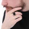 [sakuto] Ring Men's Signet Ring Stainless Steel Square Square Black (14)