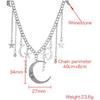 JczR.Y Moon and Star Necklace - Crystal Star Moon Tassel Rhinestone Crescent Pentagram Fringe Pendant for Women Party Statement Jewelry Accessories