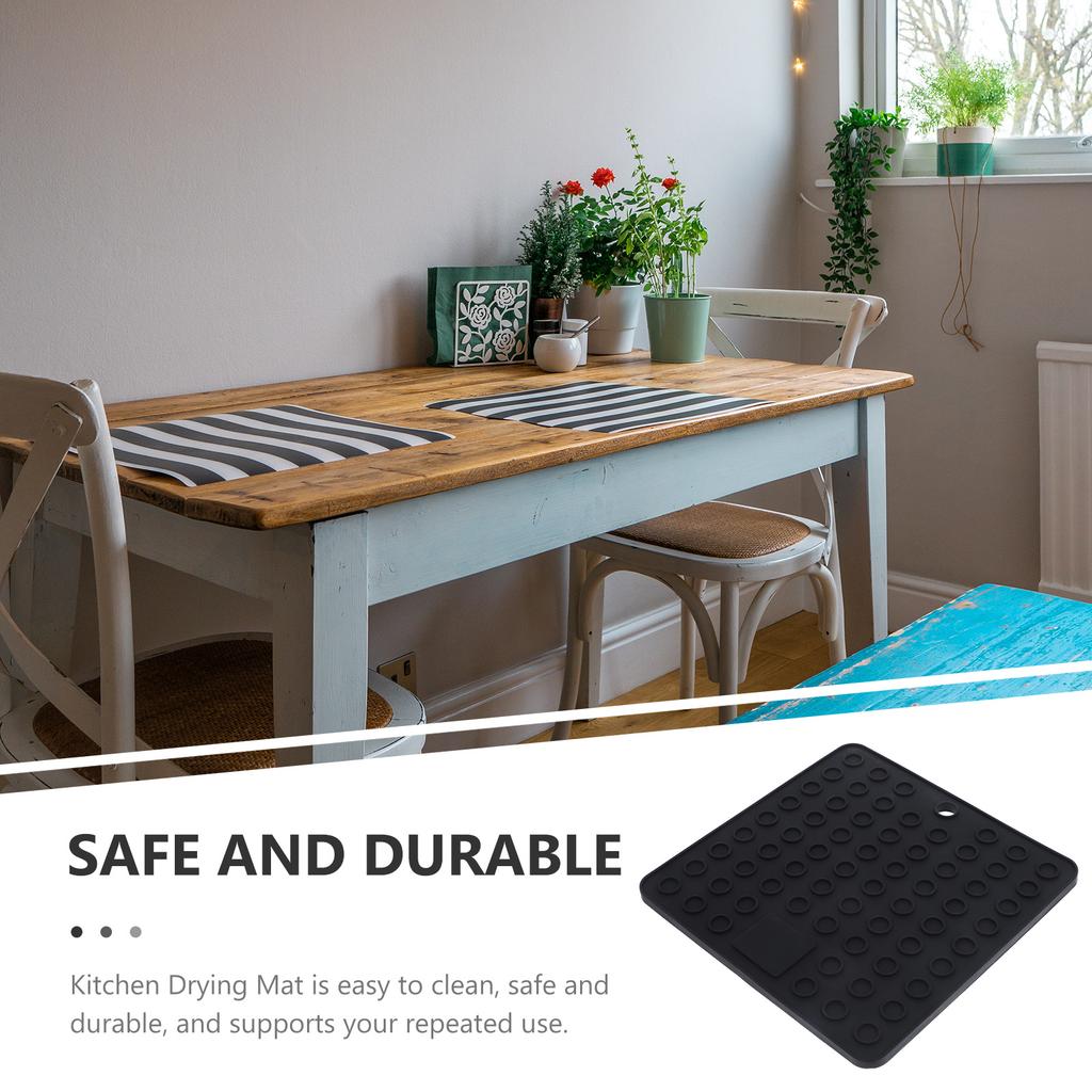 2pcs Silicone Drying Mat Set Kitchen Countertop Dish Draining Pad Heat Resistant For Cups Bowls Plates Bar Tableware Mats