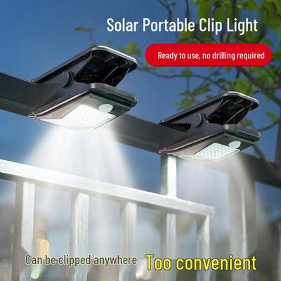 Lampe Clip Solaire Portable 112LED: Capteur de mouvement humain extérieur pour jardin, terrasse et clôture