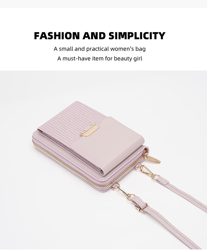 2025 Trendige koreanische Damen-Umhängetasche – Schlichtes Verschlussdesign & Handyhalter