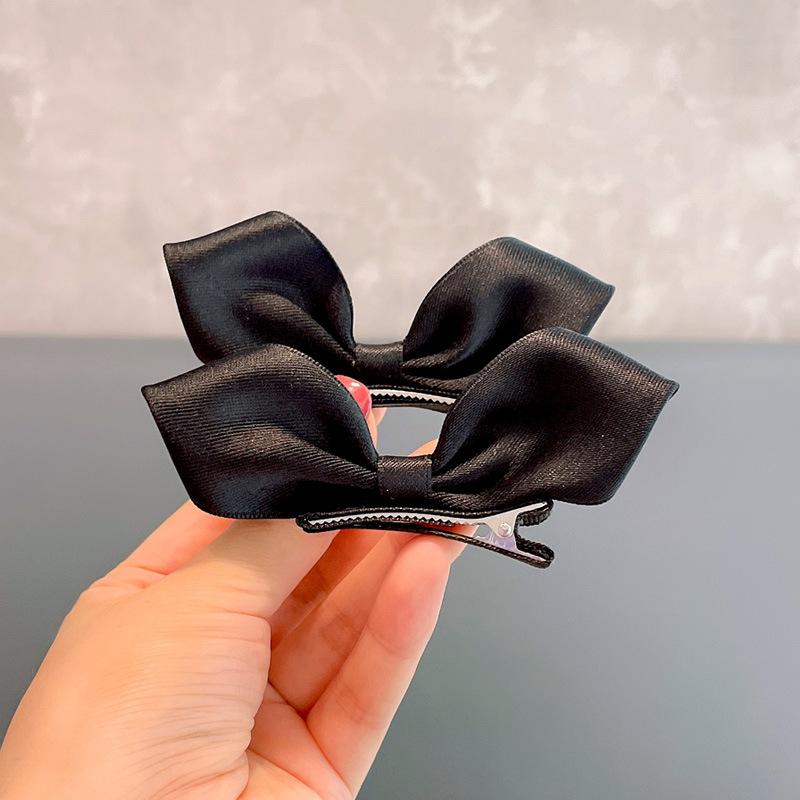 2pcs/set Double-Sided Bow Hair Clips with 3D Bunny Ears Baby Girl Duckbill Clips Cute Hairpins for Toddlers Hair Accessories