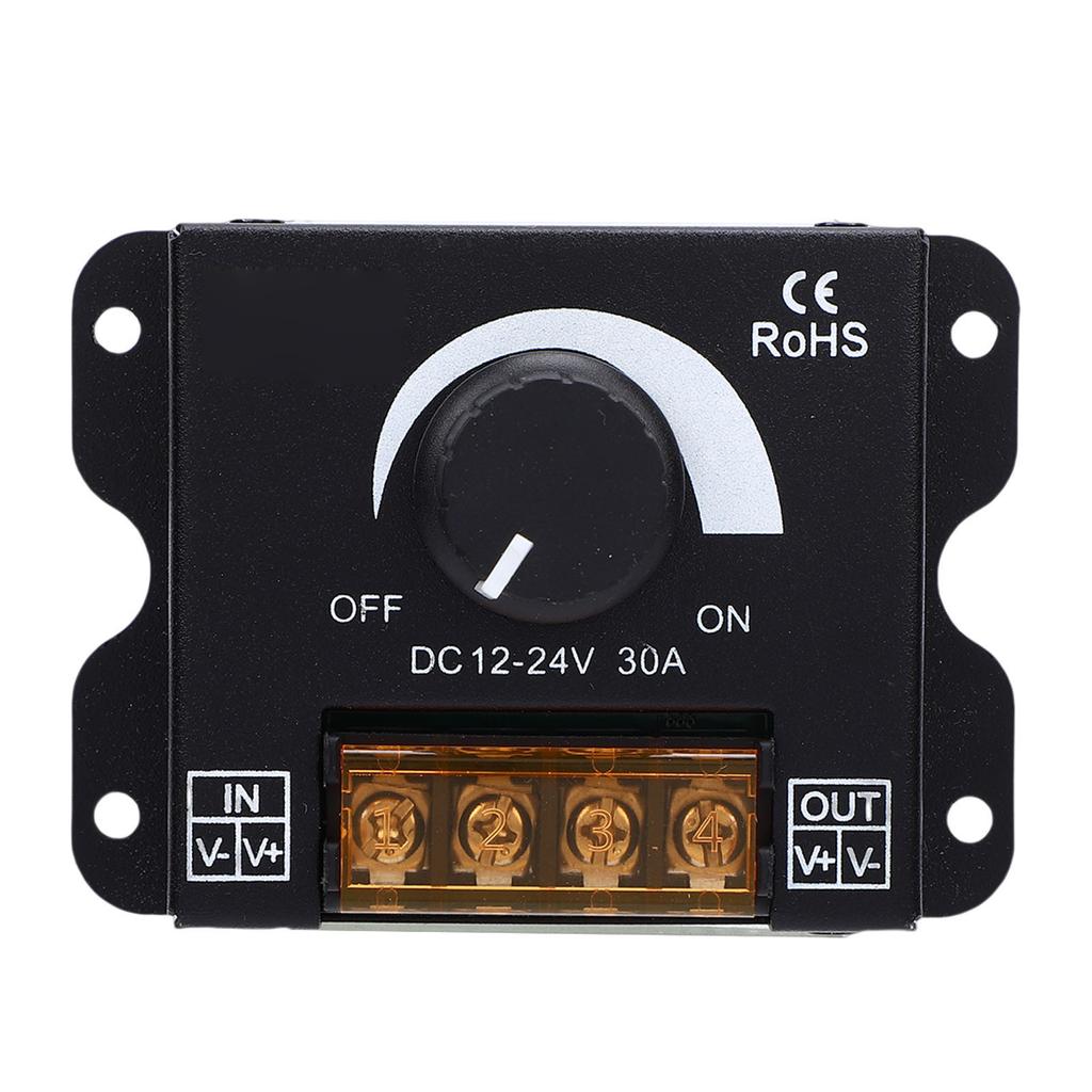 LED Light Strip Dimmer DC 12V 24V 30A PWM Dimming Controller Knob Adjust Brightness ON Off Switch for Single Color
