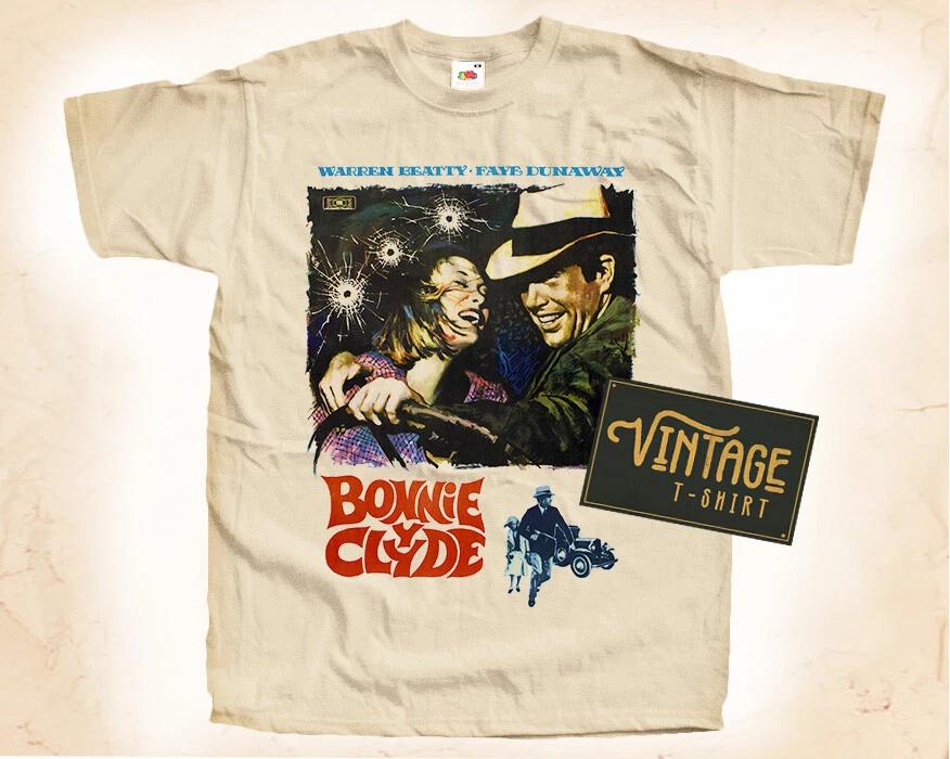 

Bonnie and Clyde T SHIRT Movie Poster Vintage Natural Tee sizes S to 5XL 3XL