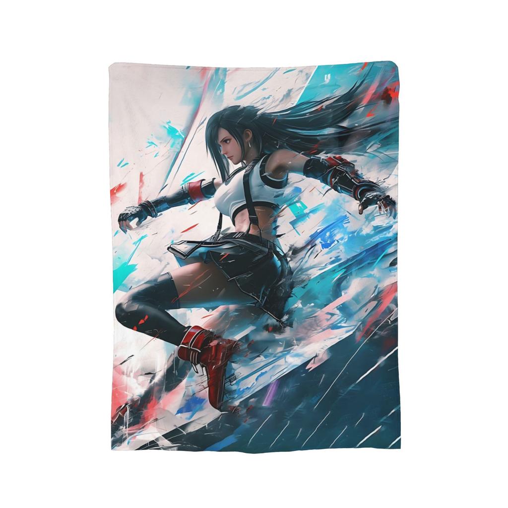 Creative Graffiti Tifa Lockhart Flannel Printed Blanket Suitable for All Seasons Suitable for Living Room Office Sofa and Travel