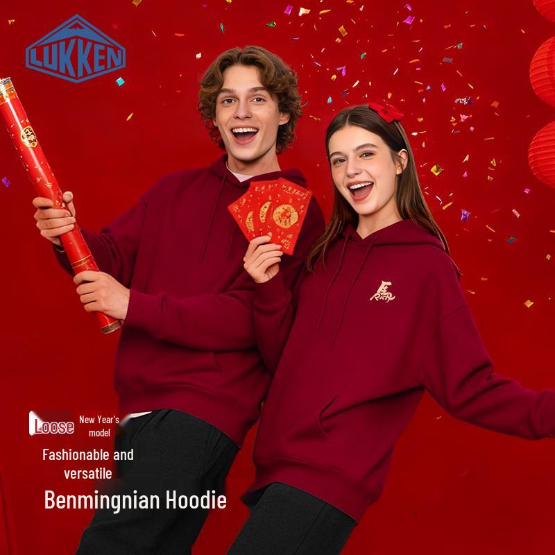 LUKKEN Fleece Lined Hooded Sweatshirt with Lucky Horse Print 2XL