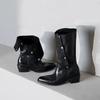 British style high-end sense niche lapel two wear western cowboy boots women's autumn and winter thick heel medium boots knight boots