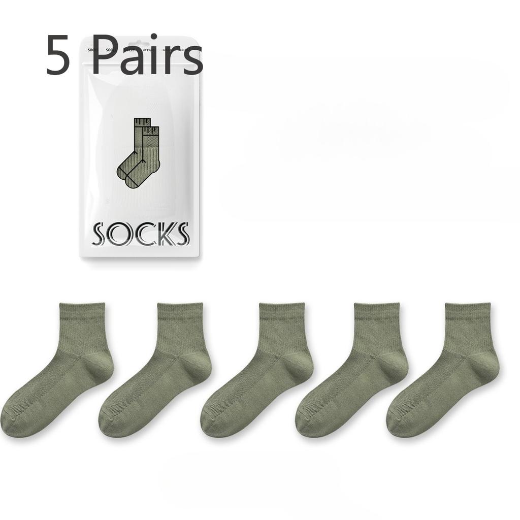 5 Pairs of Men's Summer Thin Cotton 7A Antiseptic Deodorant Mesh Wicking Sports Socks
