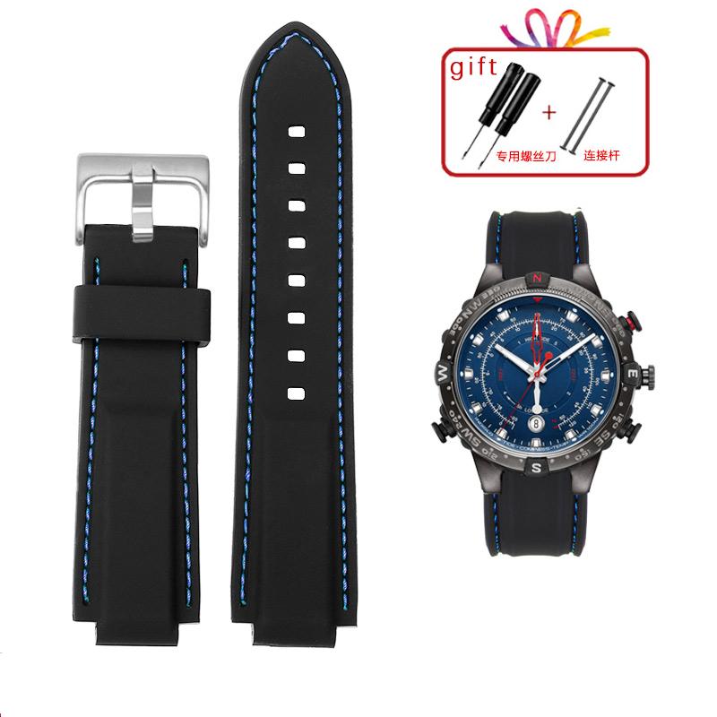 Dla mężczyzn Timex E-tide Compass T2N720 T2N721 TW2T76300 wodoodporny miękki pasek do zegarka z gumy silikonowej pasek z narzędziami Piny śrubowe