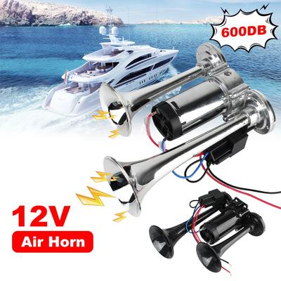 12V Car Electric Horn 600dB With Air Compressor and Relay Super Loud Dual Trumpets For Motorcycle Boat Truck