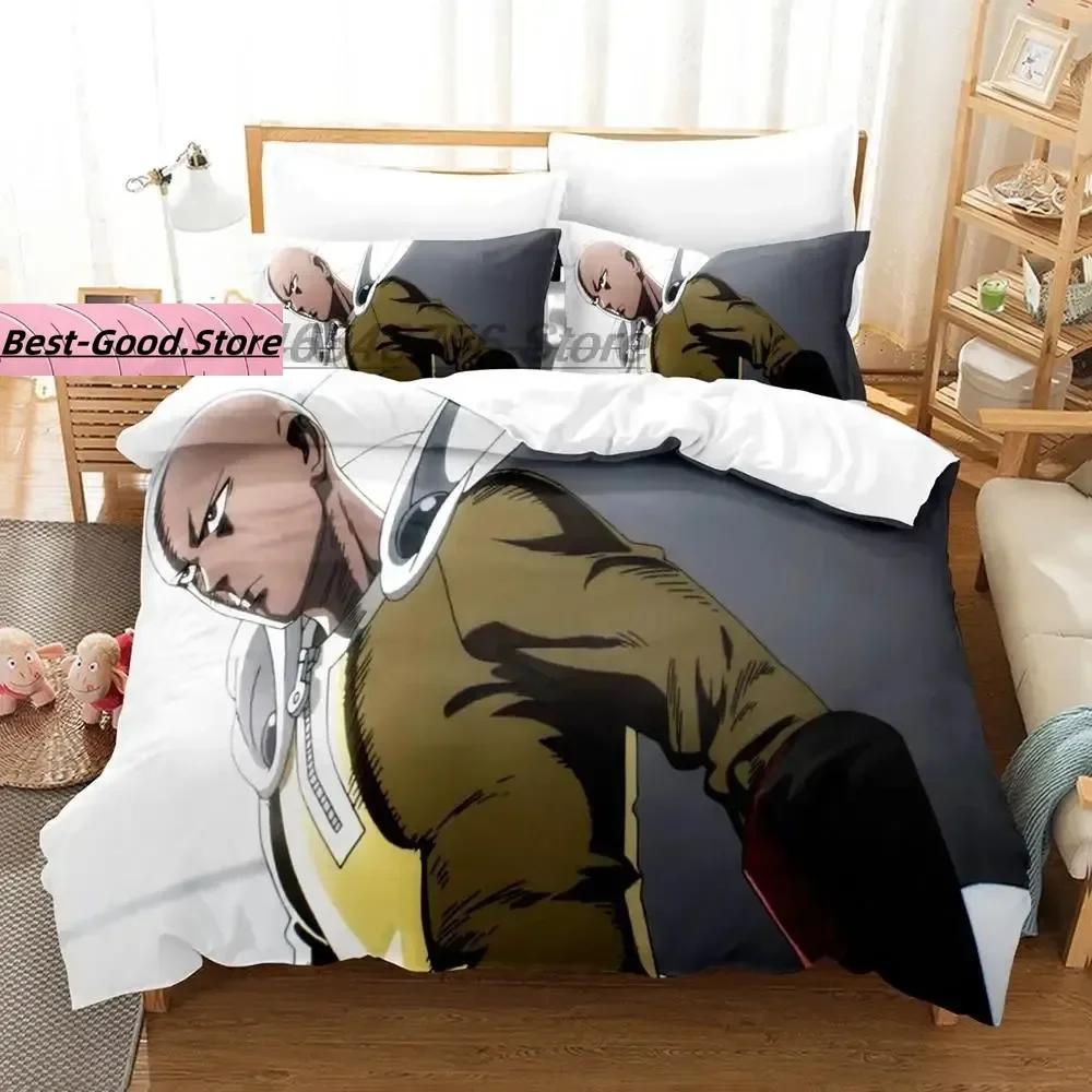 One Punch Man Sängkläder Set Enkelt Twin Full Queen King Size Sängset Aldult Barn Sovrum Påslakanset 3D Anime lakan set